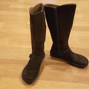 Born brown mid calf leather moccasin style boot, 8.5 size